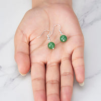 Green Aventurine Gemstone Round Drop Earrings