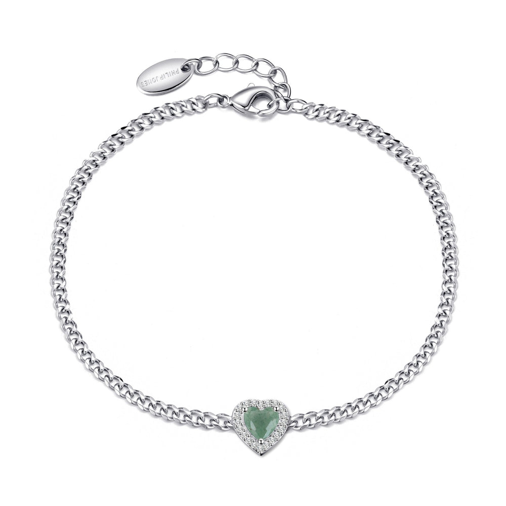Green Aventurine Heart Gemstone Bracelet Created with Zircondia® Crystals