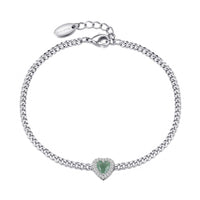 Green Aventurine Heart Gemstone Bracelet Created with Zircondia® Crystals