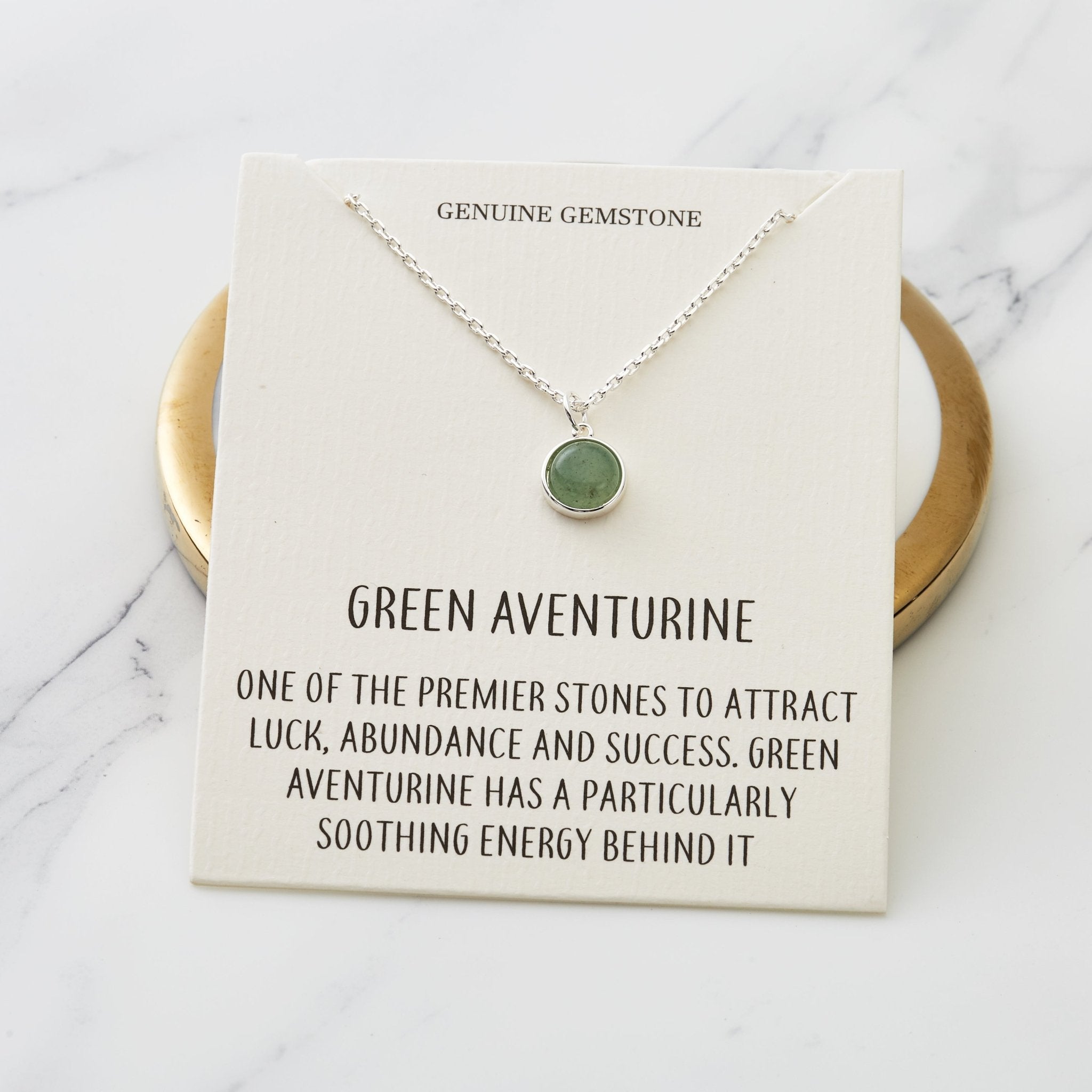 Green Aventurine Necklace with Quote Card