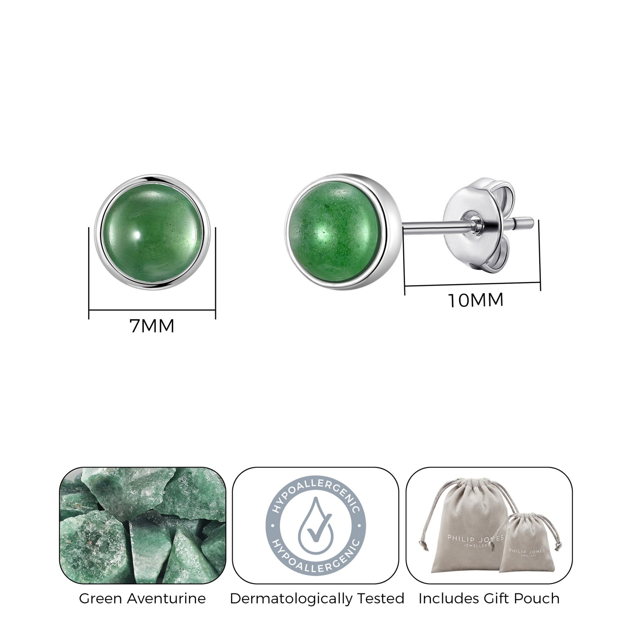 Green Aventurine Stud Earrings