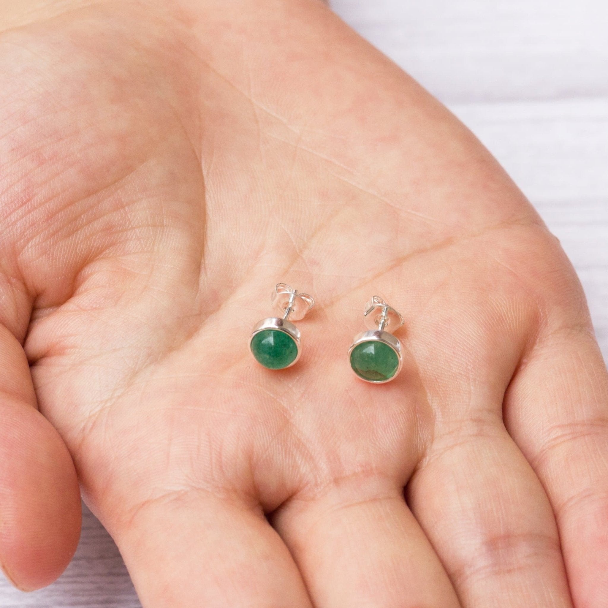 Green Aventurine Stud Earrings