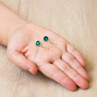 Green Crystal Drop Earrings Created with Zircondia® Crystals