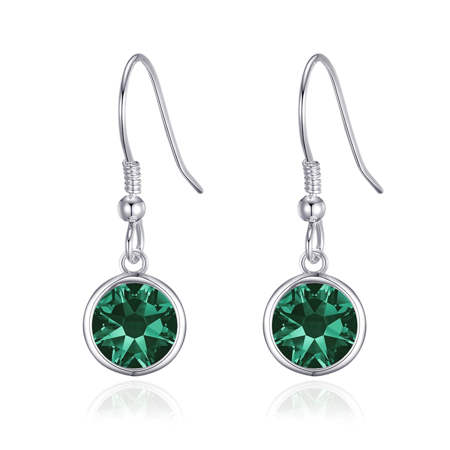 Green Crystal Drop Earrings Created with Zircondia® Crystals
