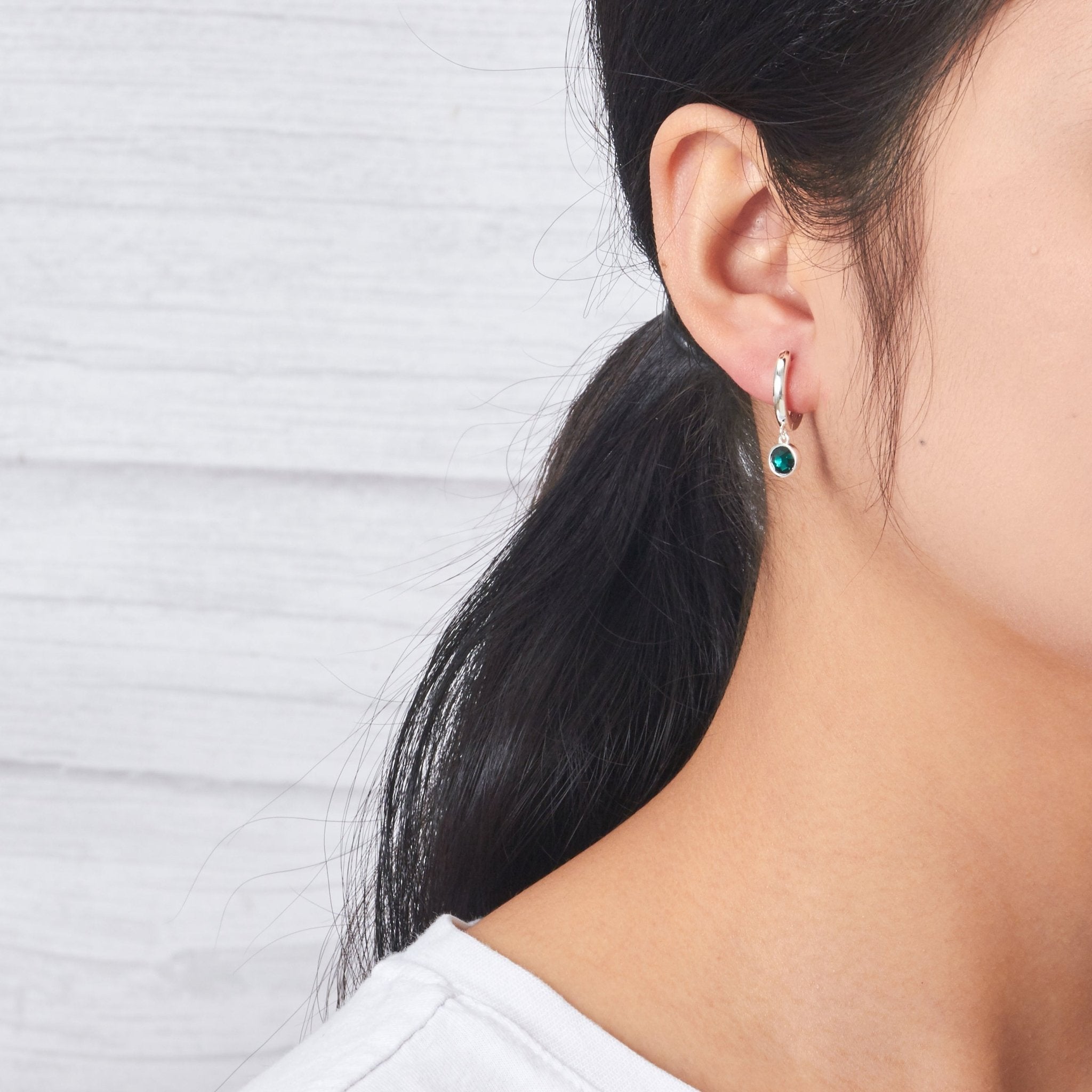 Green Crystal Hoop Earrings Created with Zircondia® Crystals