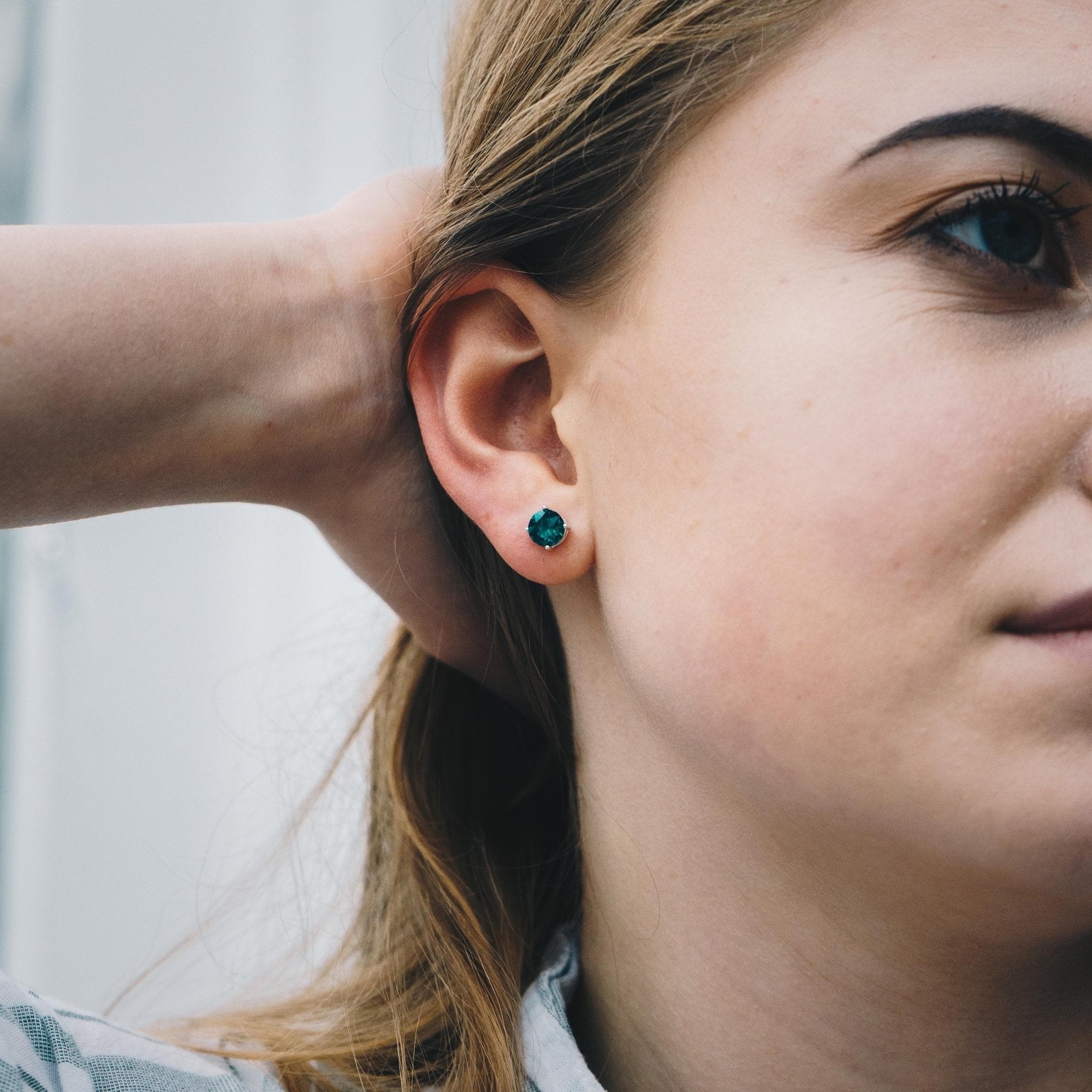 Green Stud Earrings Created with Zircondia® Crystals