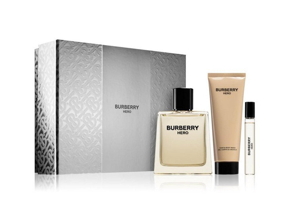 Burberry Hero 100ml EDT + 10ml Mini EDT + 75ml Shower Gel for Men Gift Set