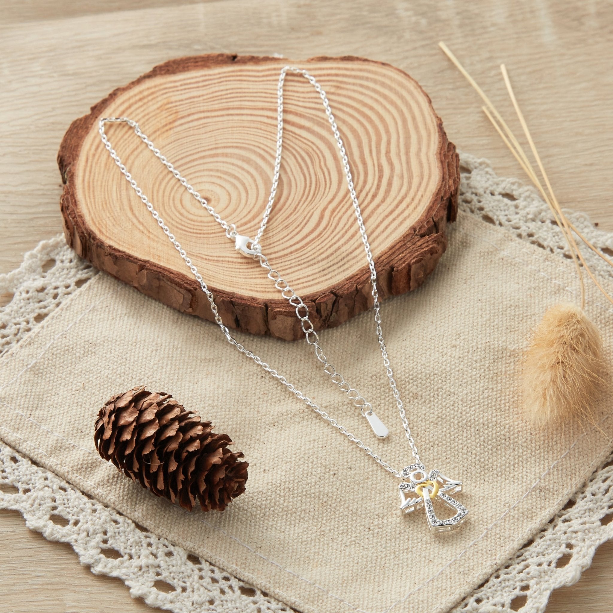 Guardian Angel Necklace Created with Zircondia® Crystals