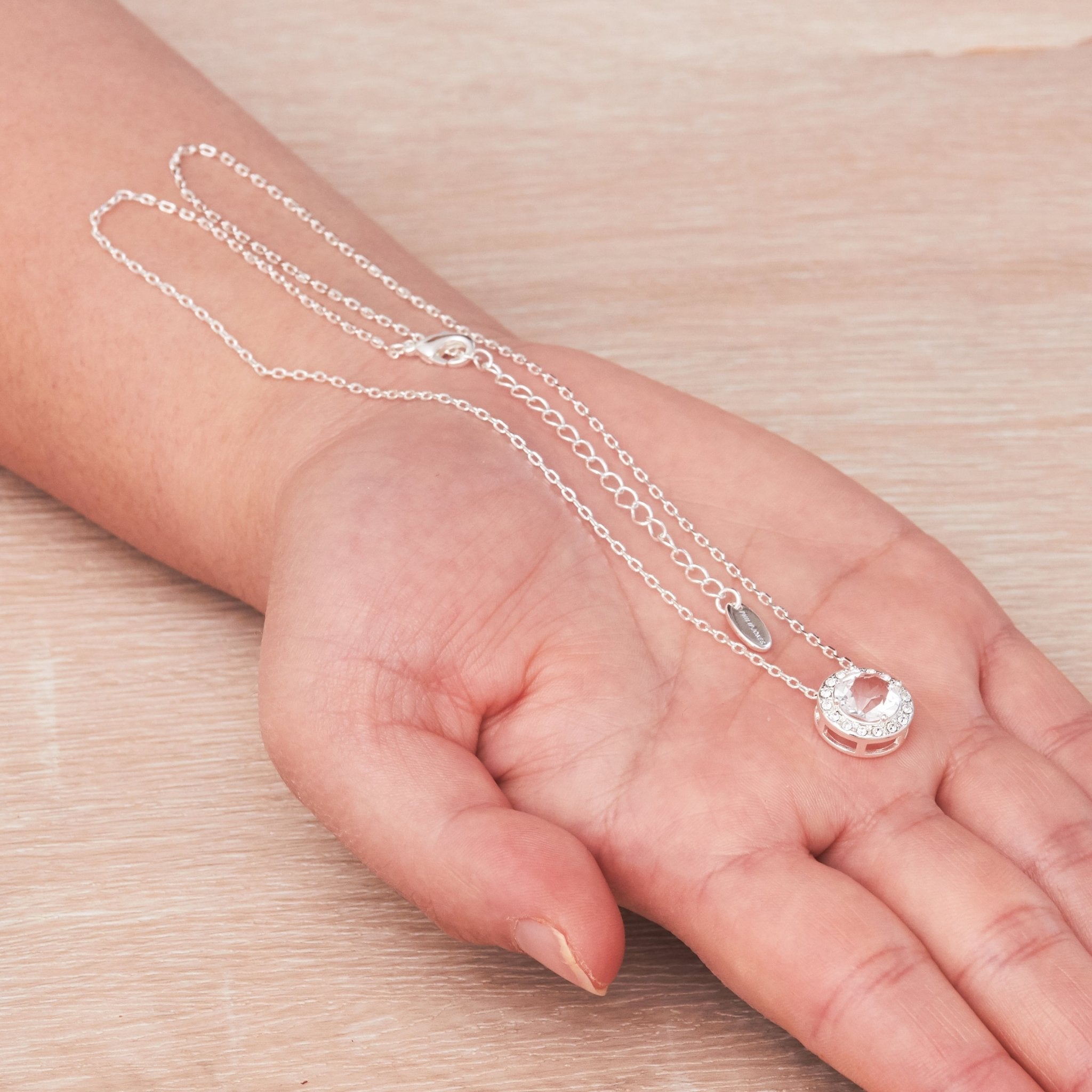 Halo Necklace Created with Zircondia® Crystals