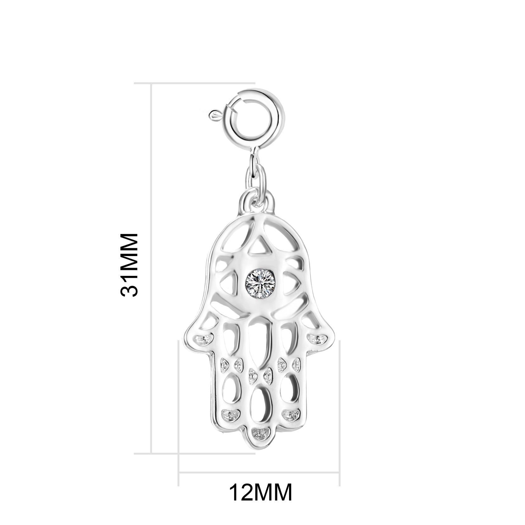 Hamsa Hand Charm Created with Zircondia® Crystals