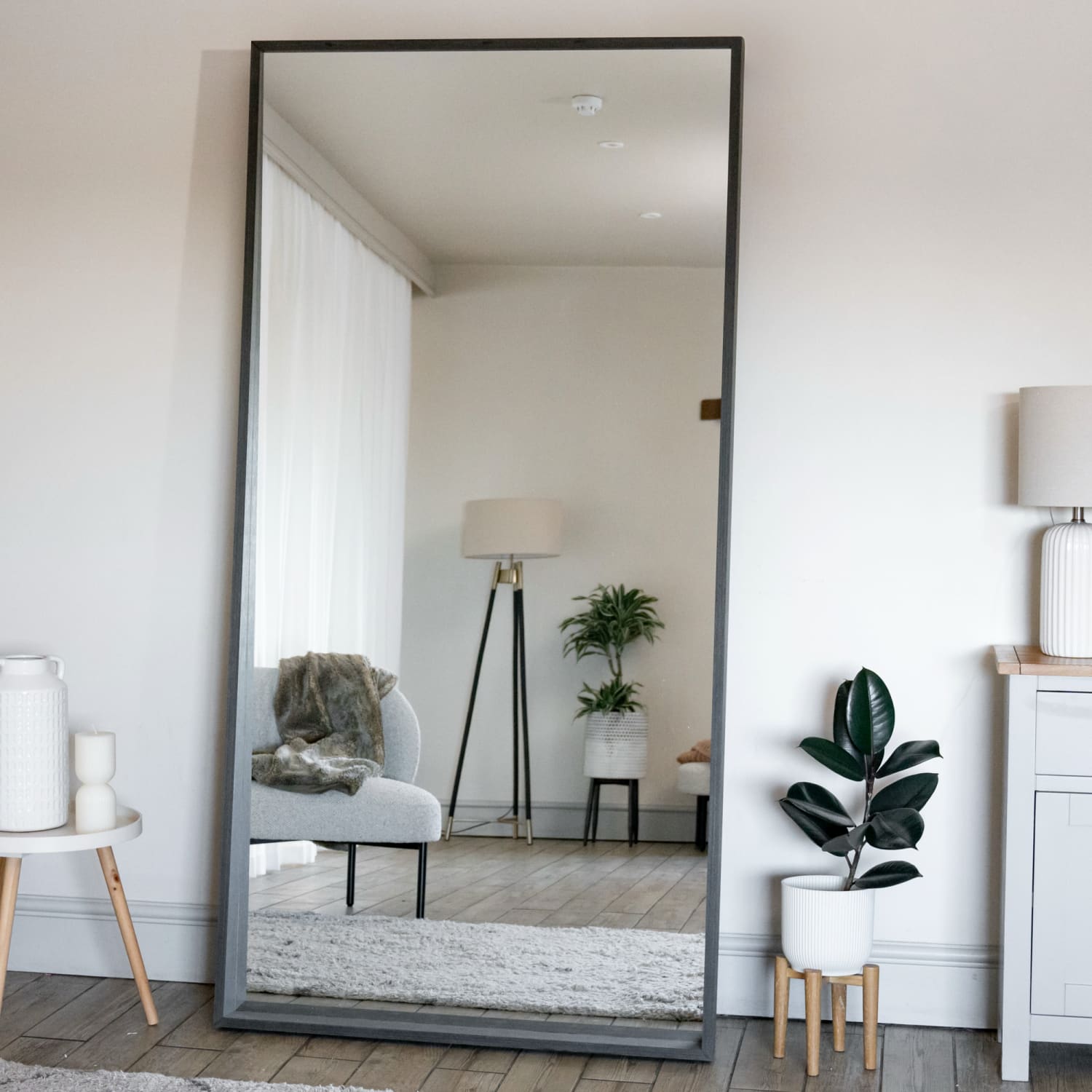 Hanaka - Full Length Black Oak Rectangle Mirror - 200cm x 100cm