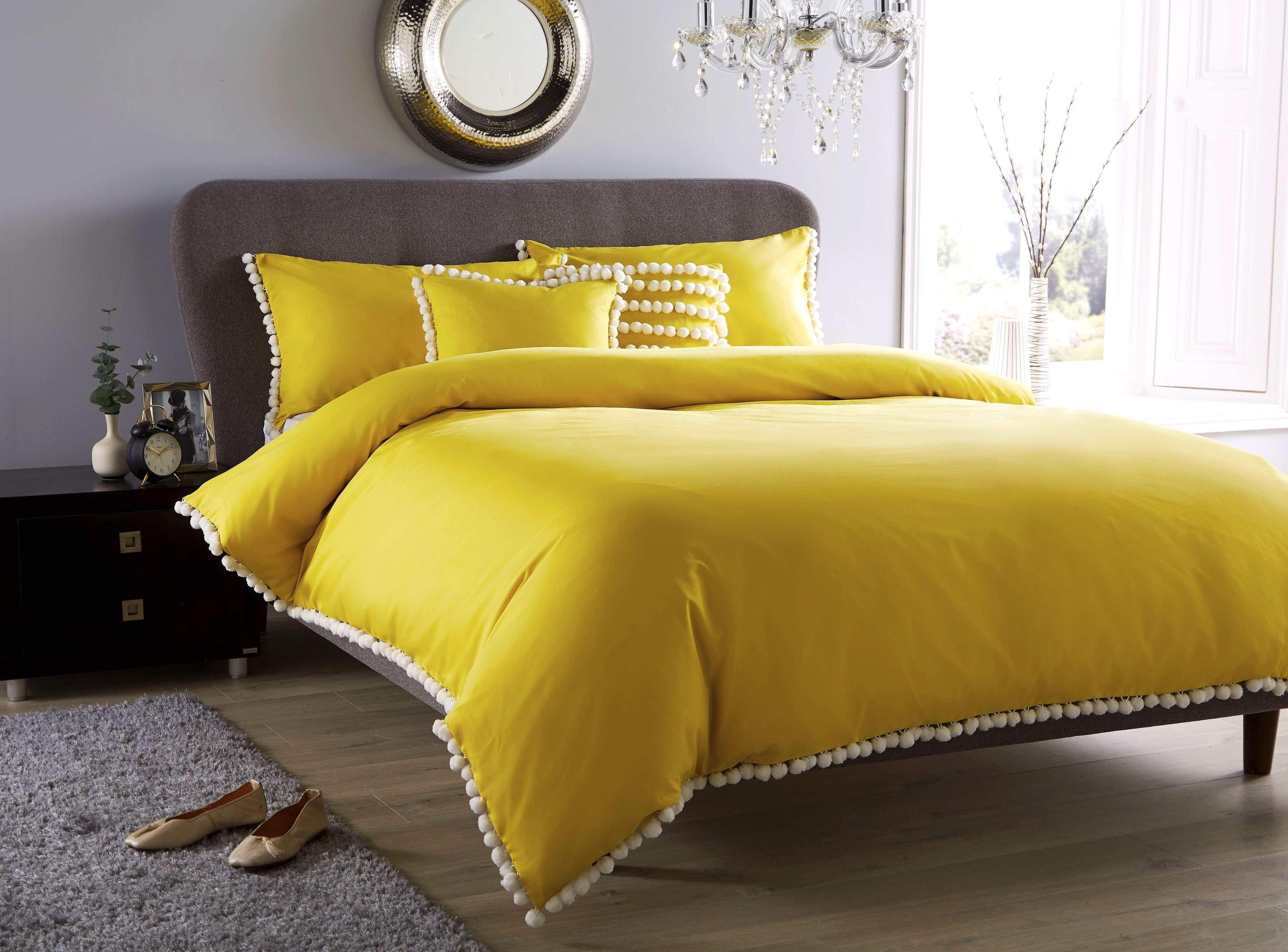 Hand Stitched Pom Pom Cotton Rich Duvet Set Durable Elegant Bedding in Multiple Sizes and Colours Perfect for Master Suites and Guest Rooms by OLIVIA ROCCO