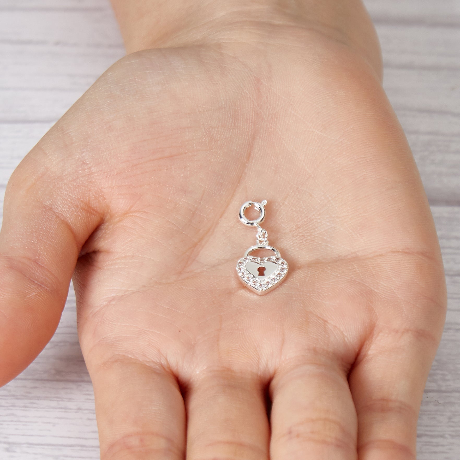 Heart Lock Charm Created with Zircondia® Crystals