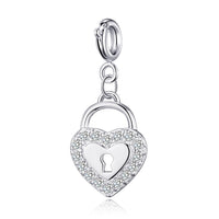 Heart Lock Charm Created with Zircondia® Crystals
