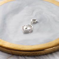 Heart Lock Charm Created with Zircondia® Crystals
