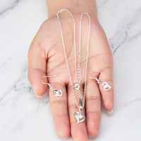 Heart "Mum" Necklace and Earrings Set Created with Zircondia® Crystals