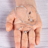 Heart Necklace and Earrings Set Created with Zircondia® Crystals