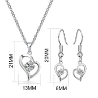 Heart Necklace and Earrings Set Created with Zircondia® Crystals