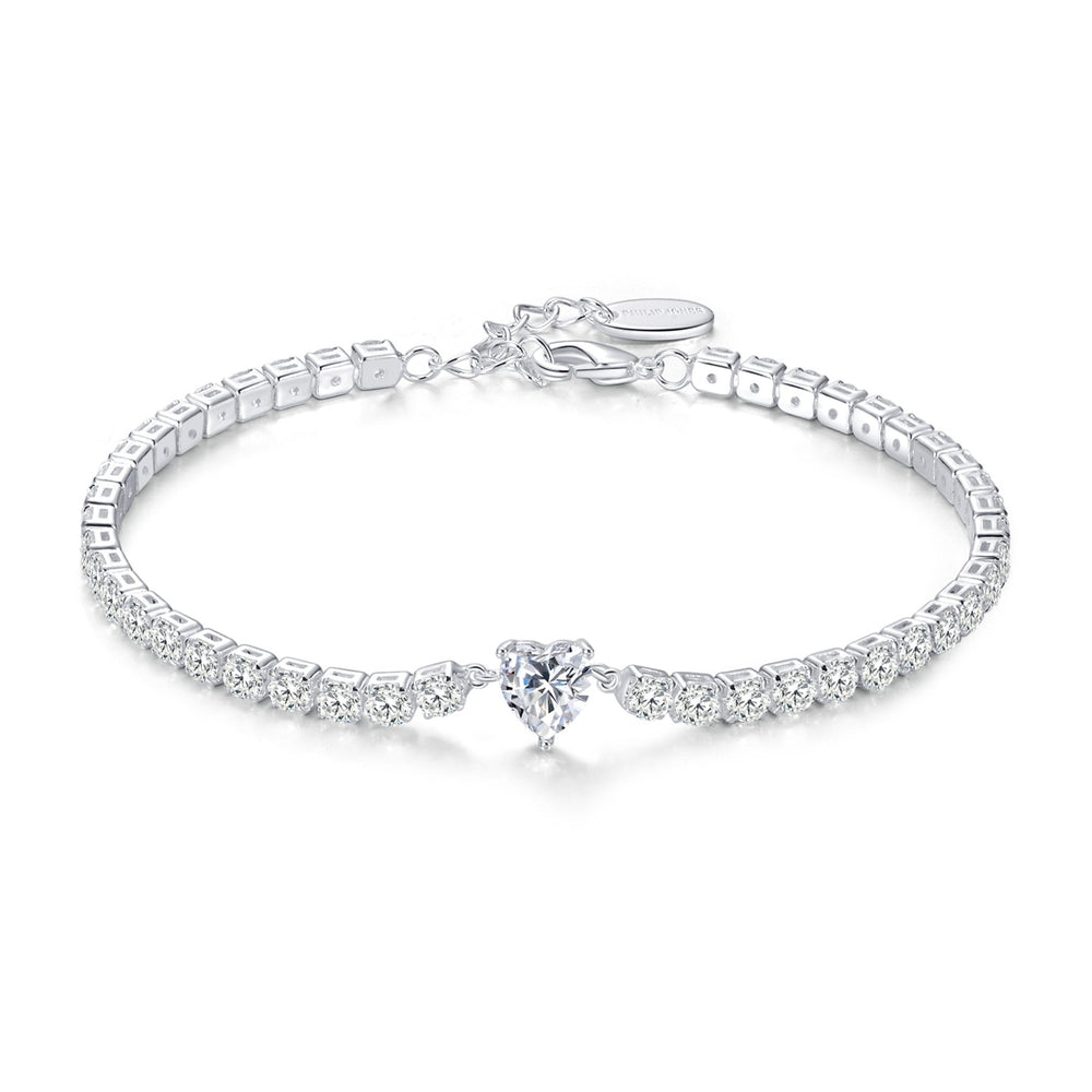 Heart Solitaire Tennis Bracelet Created with Zircondia® Crystals