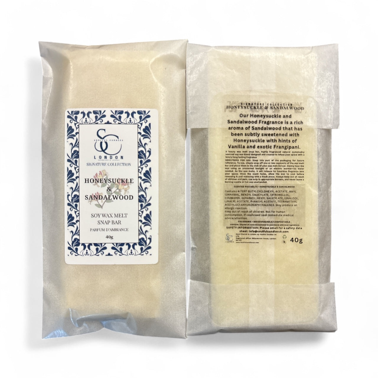 Honeysuckle & Sandalwood Soy Wax Melt Snap Bar – 40g