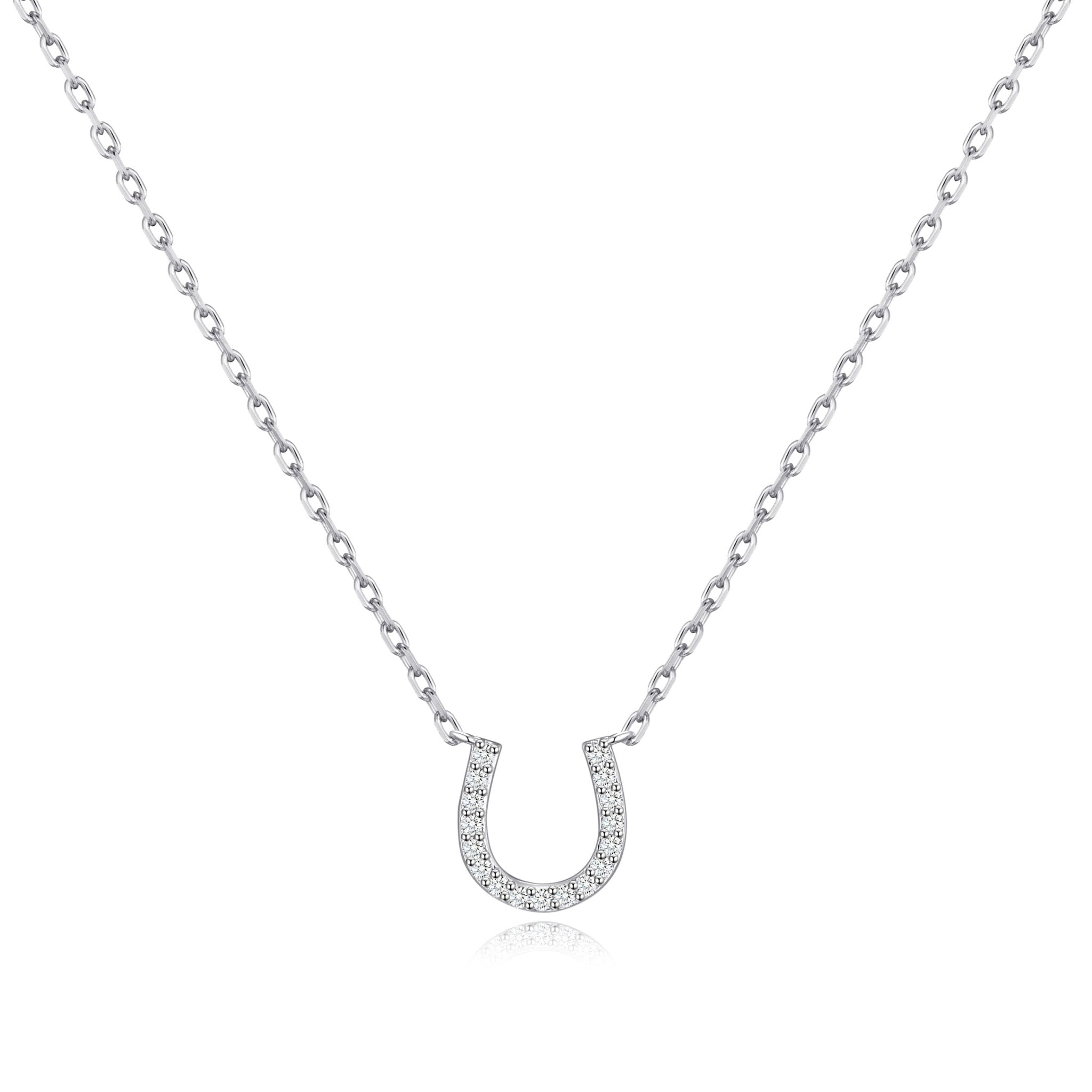 Horseshoe Necklace Created with Zircondia® Crystals
