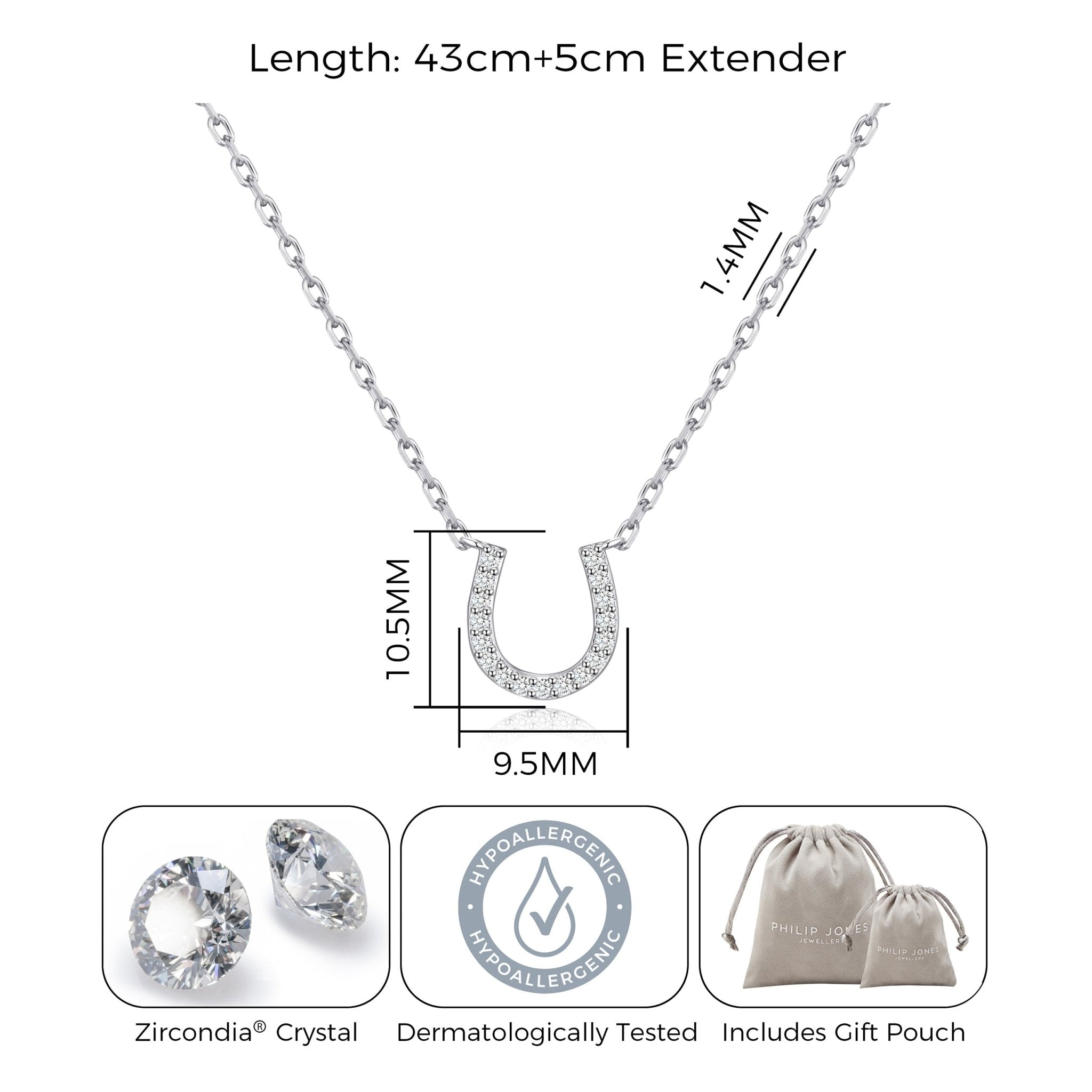 Horseshoe Necklace Created with Zircondia® Crystals