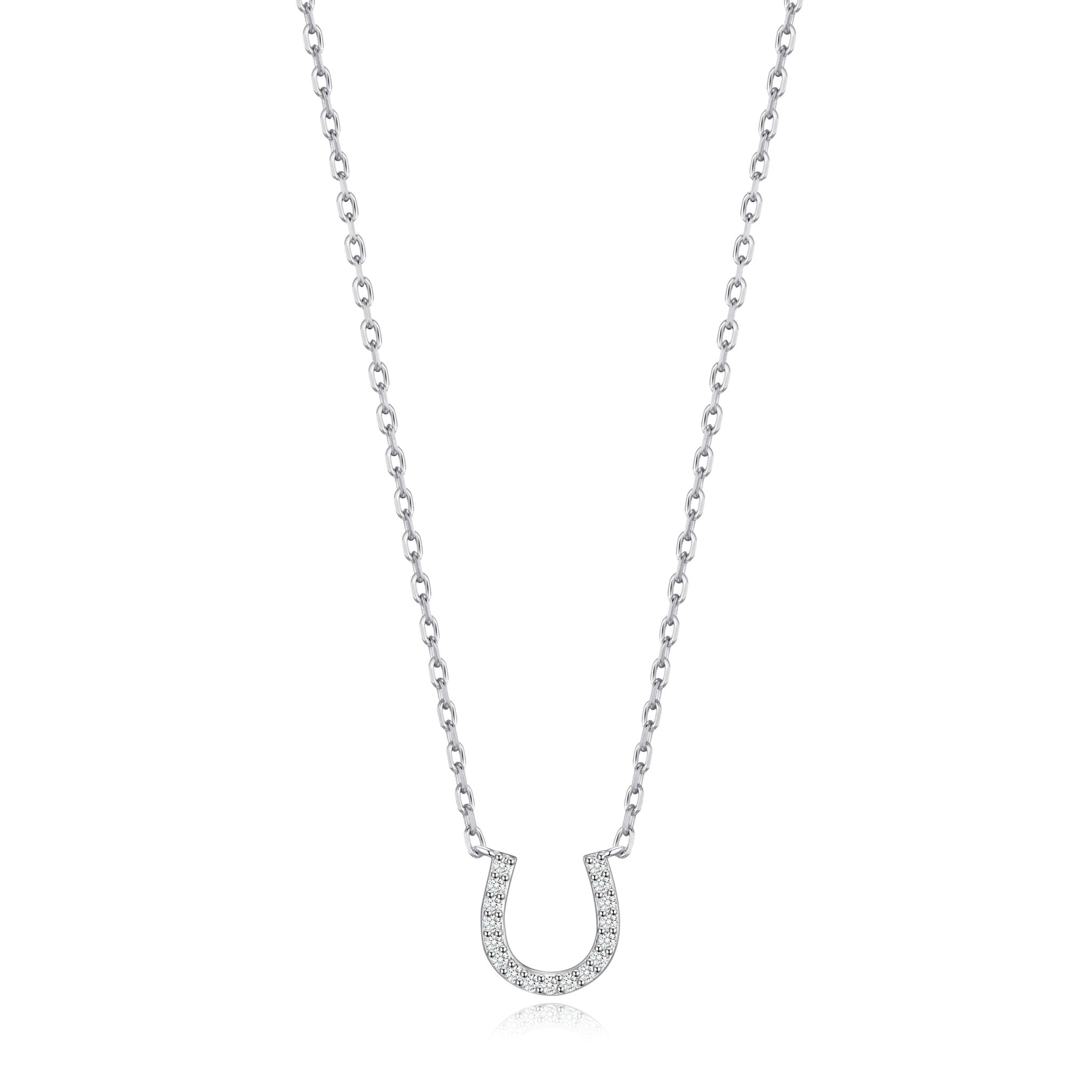 Horseshoe Necklace Created with Zircondia® Crystals