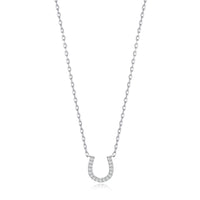 Horseshoe Necklace Created with Zircondia® Crystals