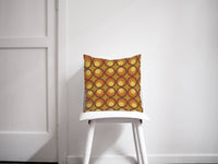 Mustard, Brown and Orange Cushion with a 70's Retro Design, Throw Pillow
