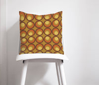 Mustard, Brown and Orange Cushion with a 70's Retro Design, Throw Pillow