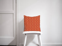 Orange Cushion with a 70's Retro Circles Design, Throw Pillow