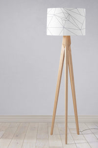 White Lampshade with a Grey Lines Geometric Design, Ceiling or Table Lamp Shade