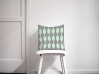 Grey and Mint Green Geometric Design Cushion, Throw Pillow