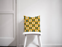 Yellow and Navy Blue Geometric Design Cushion, Throw Pillow