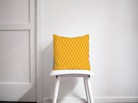 Yellow Cushion with a White Geometric Design, Throw Pillow