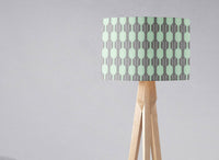 Grey Lampshade with a Mint Green Geometric Design, Ceiling or Table Lamp Shade