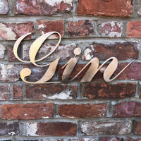 Rustic Distressed Gold Metal Gin Sign