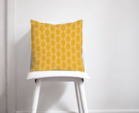 Yellow Cushion with a White Squares Geometric Design, Throw Pillow