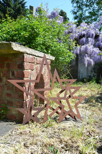 Set of 4 rusty Metal stars, Home & Garden decoration