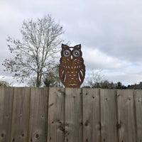 Rusty Metal Standing Owl Garden Ornament