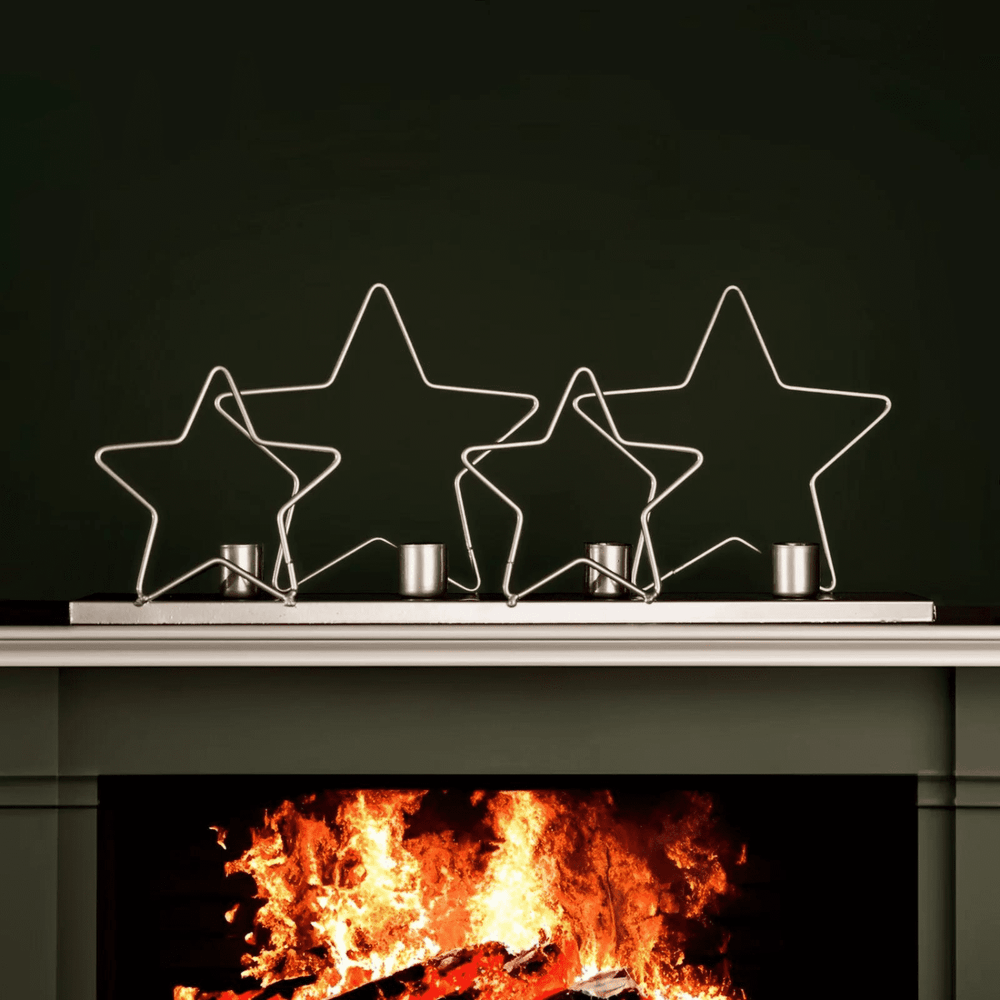 Christmas Silver Star Candle Holder