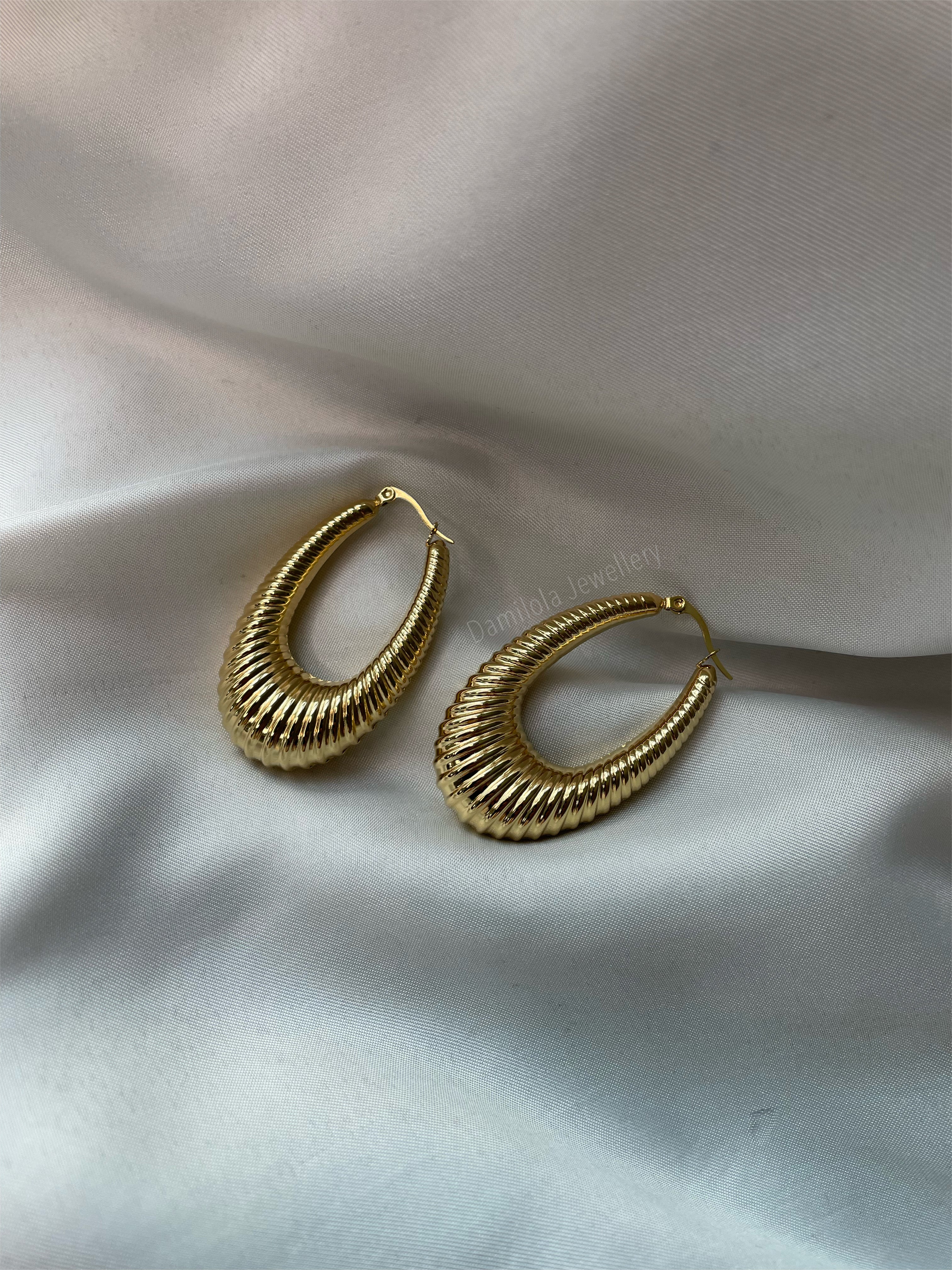 Gold Oval Hoop Earrings - ‘Mariama’