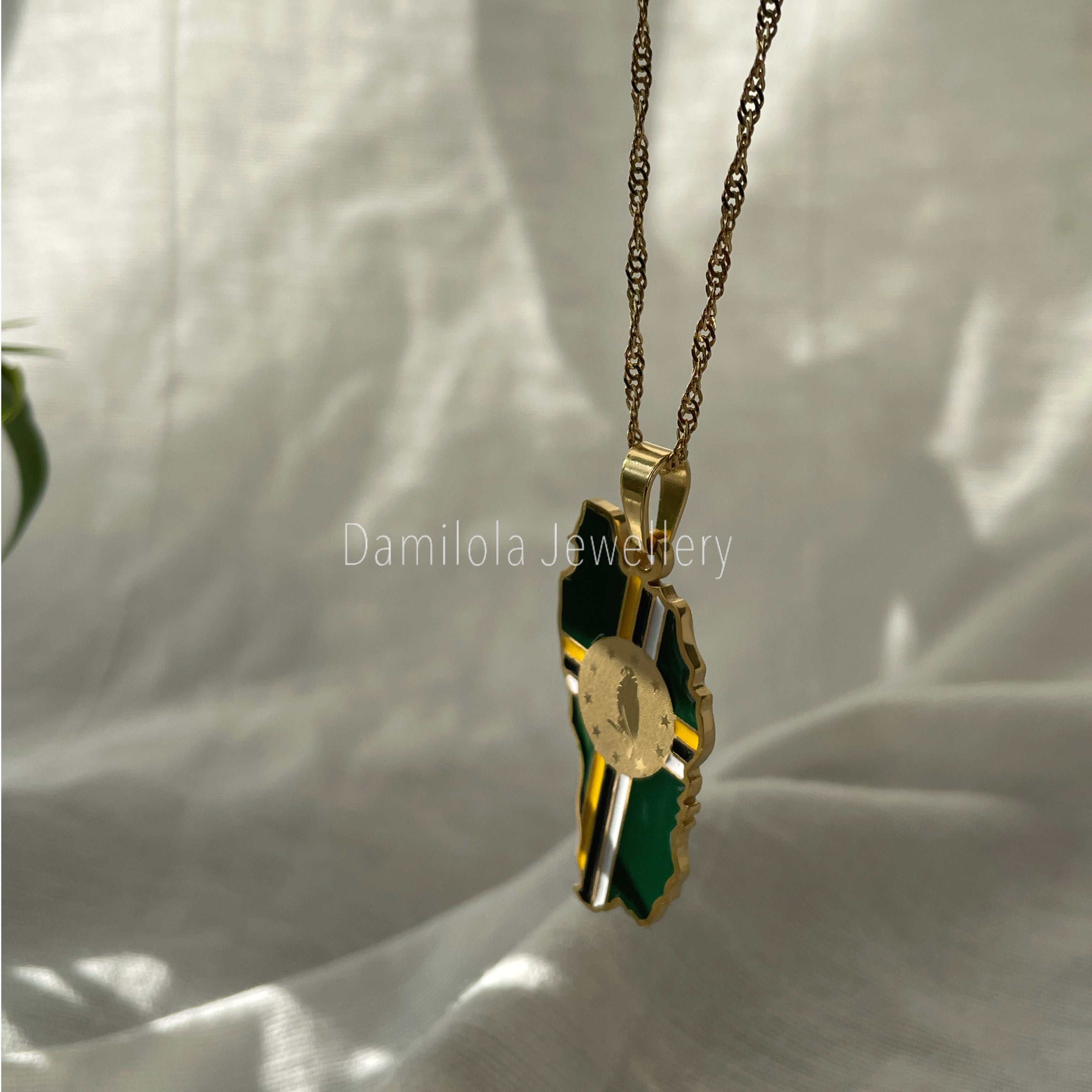 Dominica Flag Map Necklace - ‘After God The Earth’
