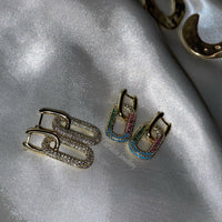 ‘Cleopatra’ 2 in 1 Minimalist Cubic Zirconia Dangly Earrings