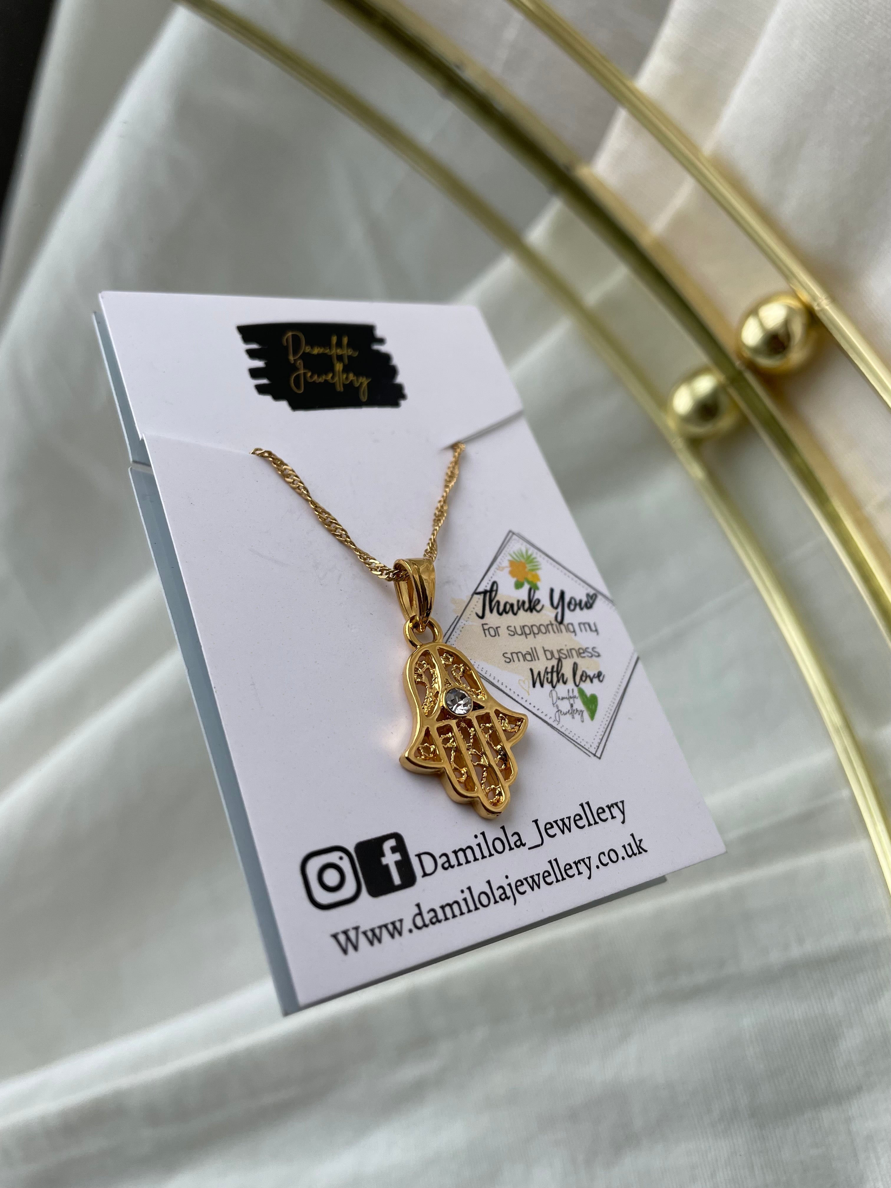 'Bad Energy Stay Far Away' - Hamsa Hand Necklace