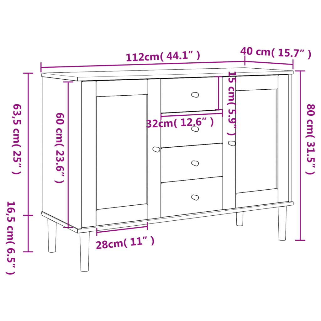 Fioren Pinewood Sideboard