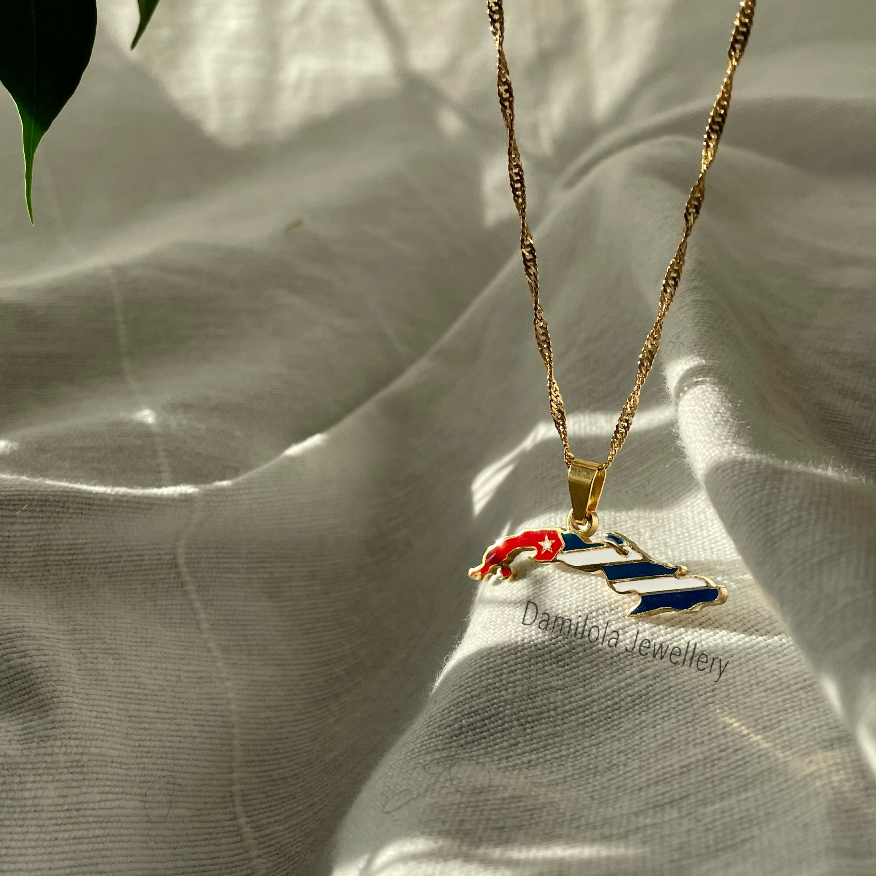 Cuba Flag Map Necklace