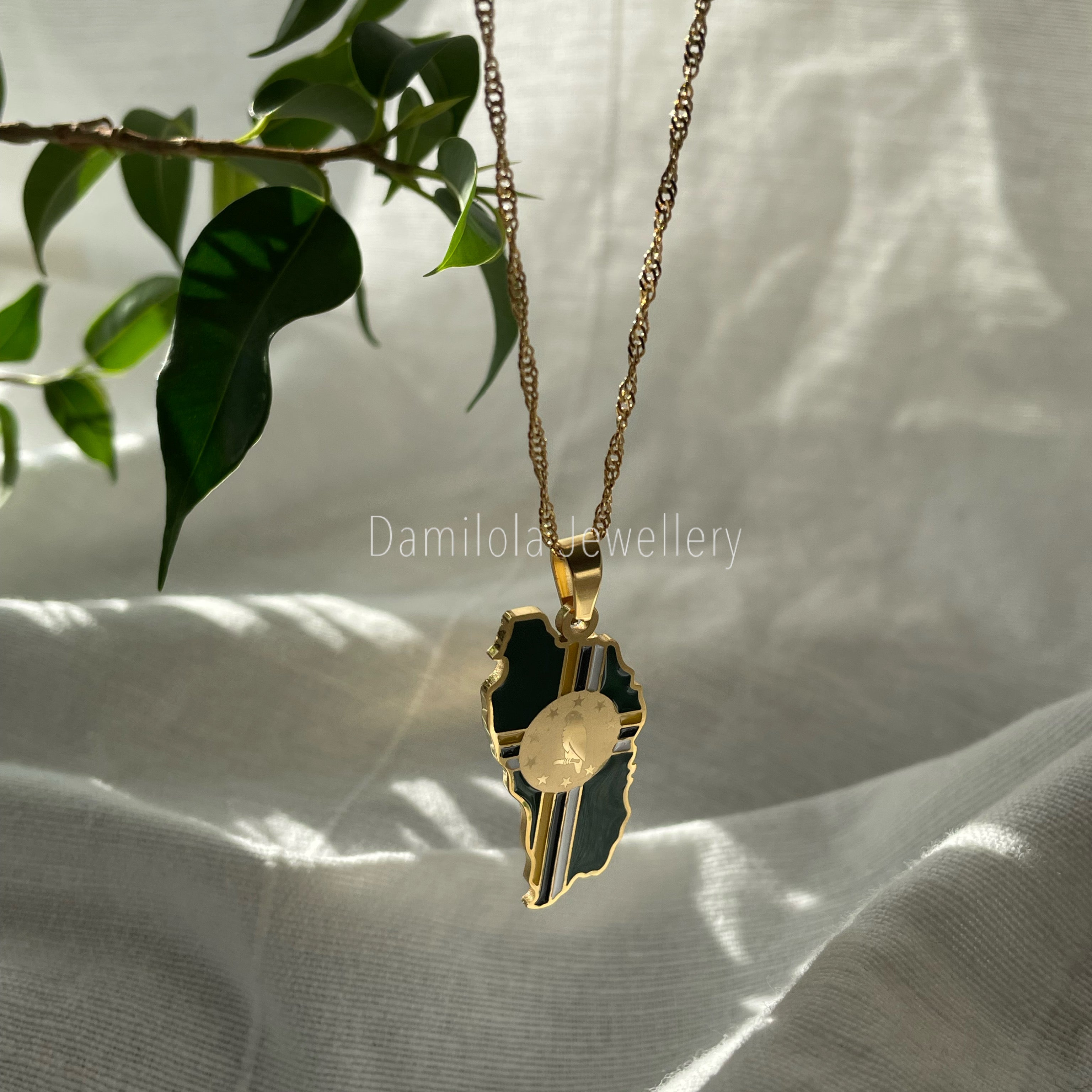 Dominica Flag Map Necklace - ‘After God The Earth’