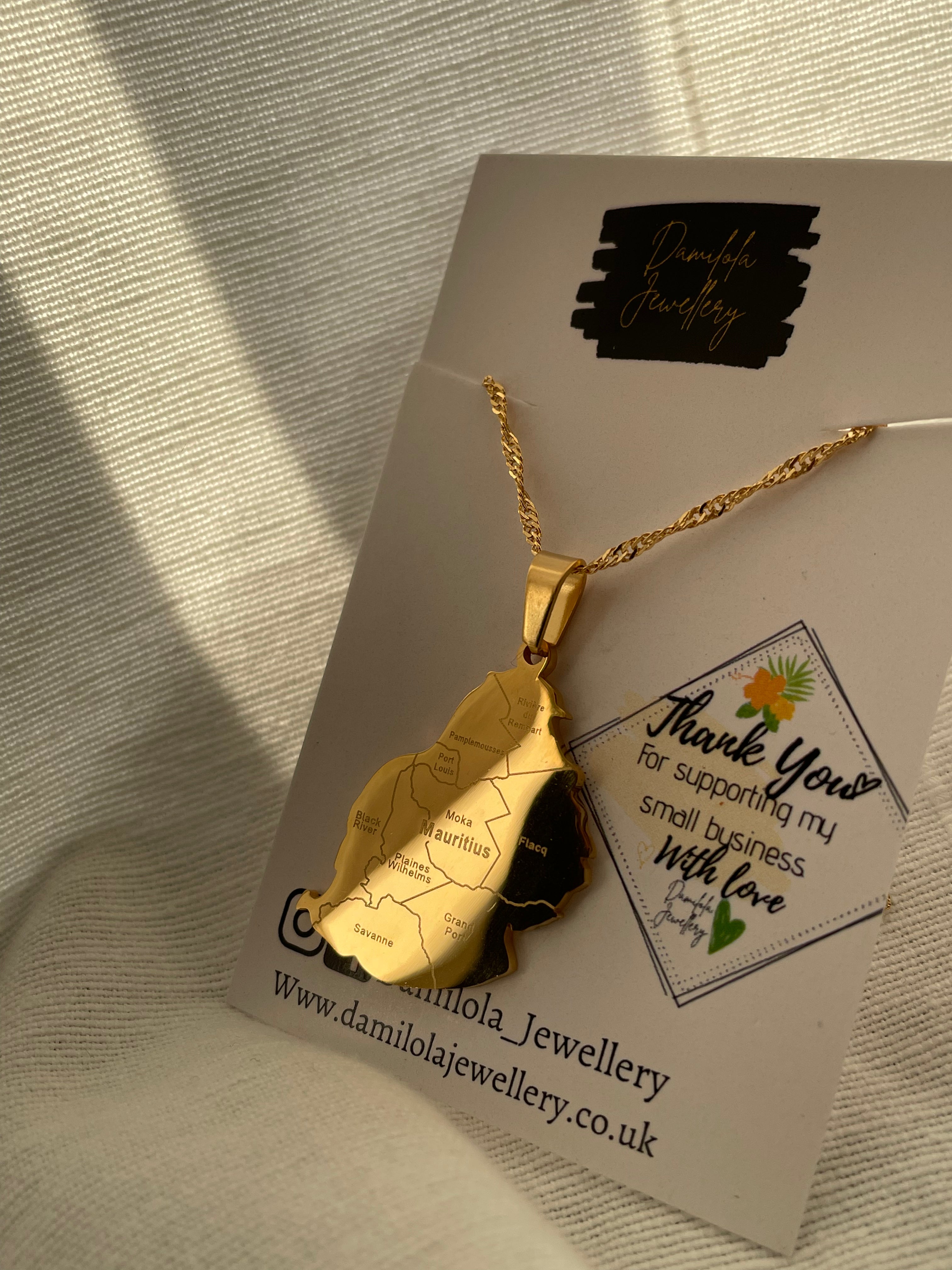 Mauritius Flag Map Necklace - 2 Styles