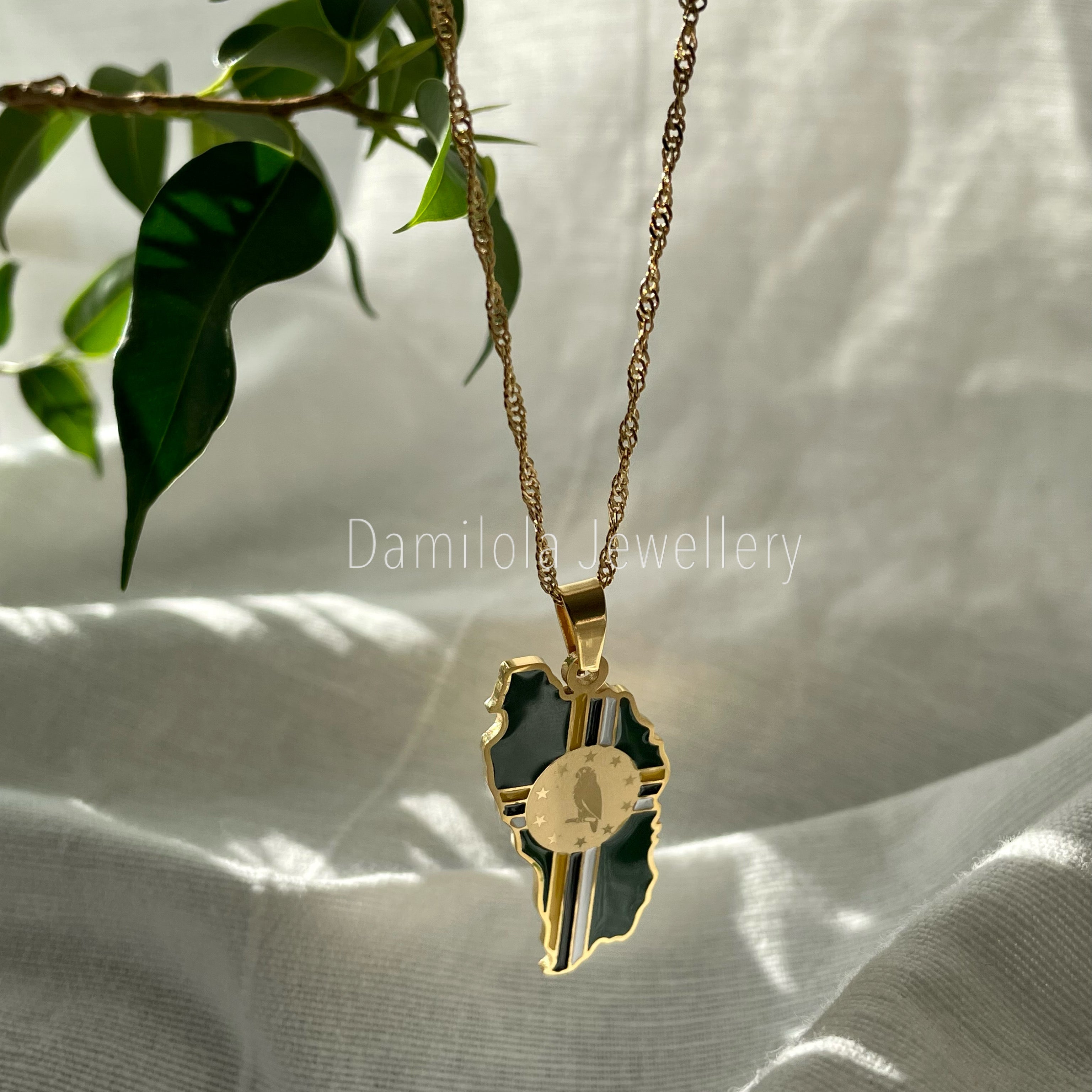 Dominica Flag Map Necklace - ‘After God The Earth’
